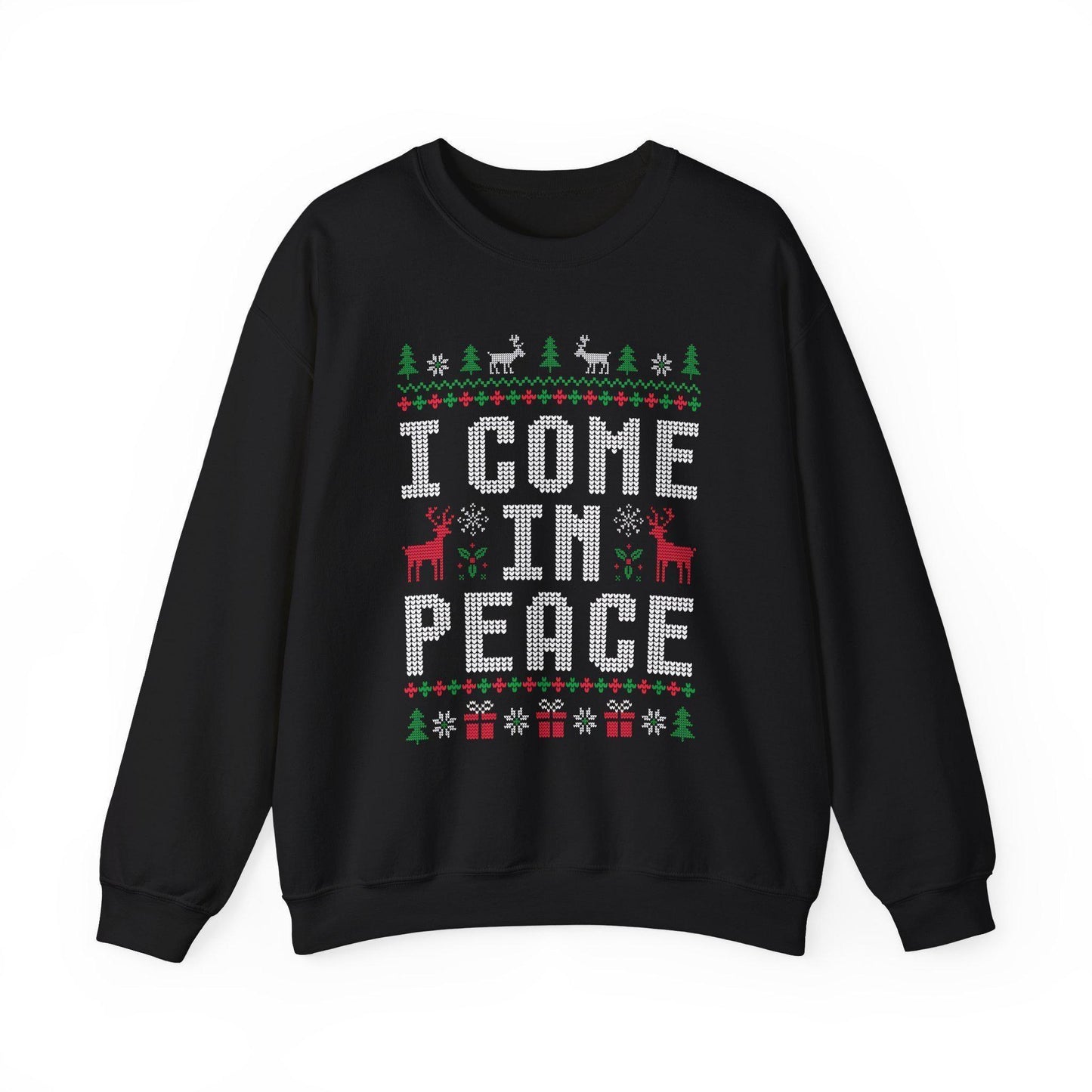 Matching Couples Ugly Christmas Sweatshirts Funny Couple Ugly Christmas Sweatshirts, I Come in Peace Sweatshirts - Hiyatee