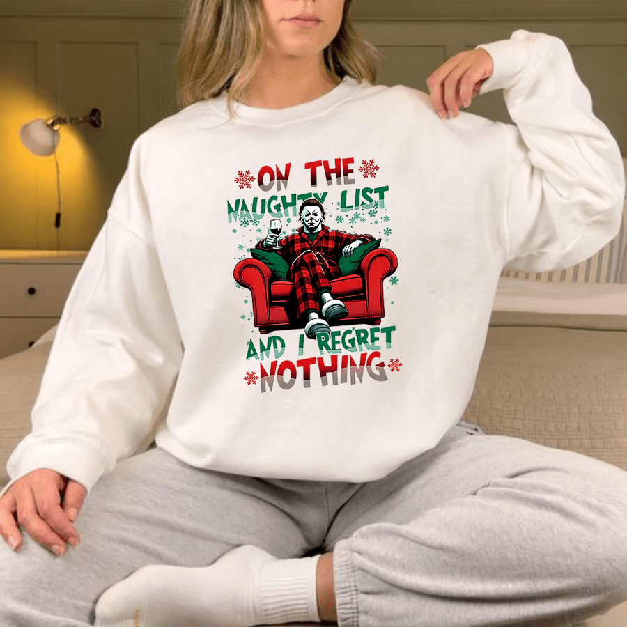 On The Naughty List And We Regret Nothing Png, Funny Christmas Movie Png, Merry Creepmas Png Analyze listing - Hiyatee