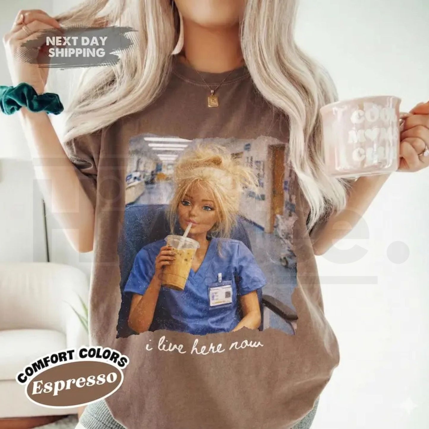 Comfort Colors® Funny Nurse Doll Shirt – I Live Here Now Meme Tee