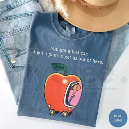 Comfort Colors Fast Car T-Shirt Retro Apple Graphic Road Trip Tee