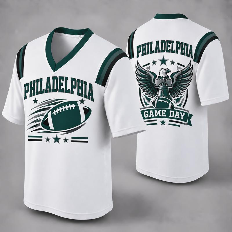 Custom Football Fan Jersey, White Mesh V-Neck Game Day Top, Unisex American Football Apparel for All 32 Teams