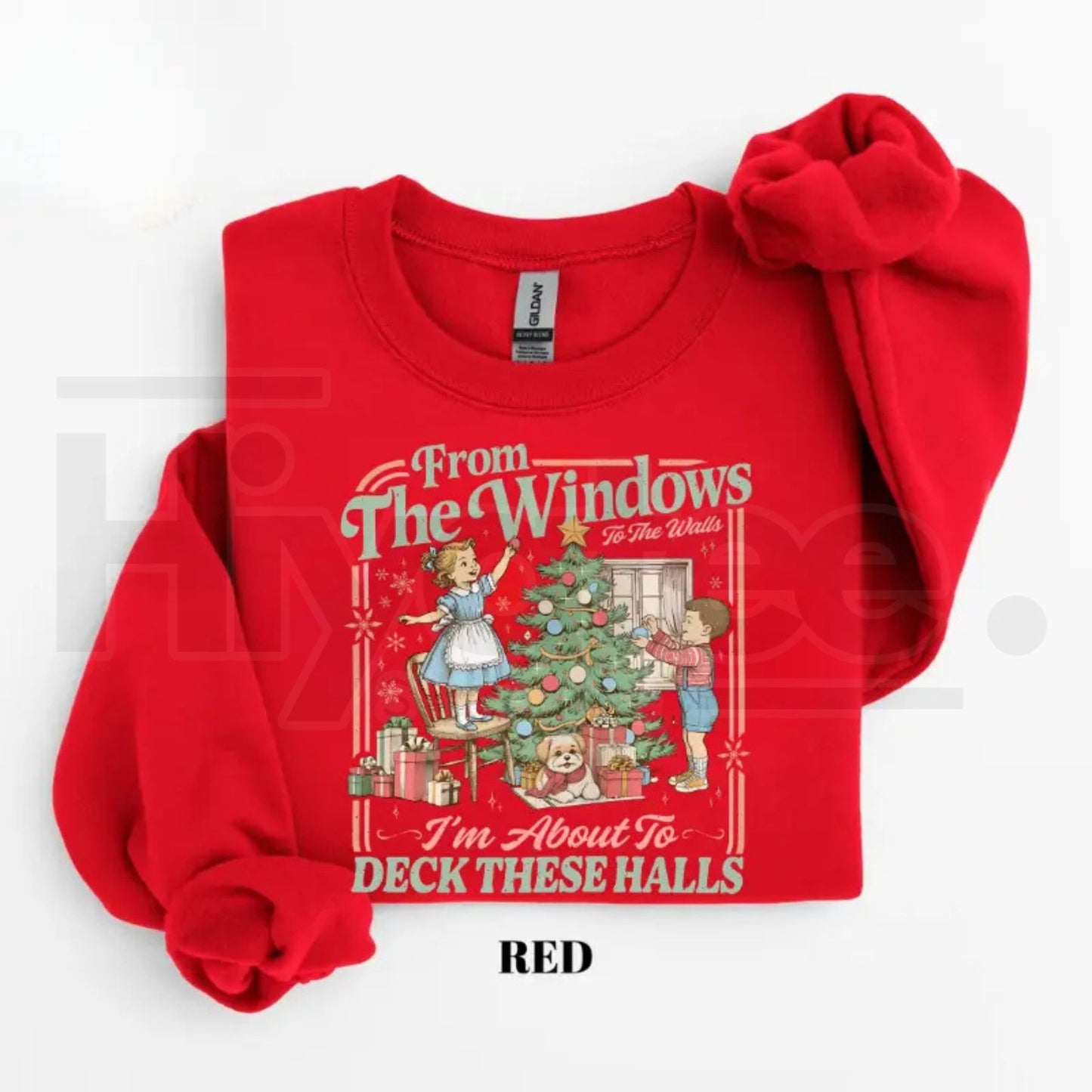 From The Windows To The Walls I'm About To Deck These Halls Sweatshirt – Funny Christmas Rap Graphic Pullover