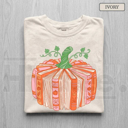 Book Pumpkin Shirt Bookish Fall Reader Tee Cute Librarian Bookworm Gift