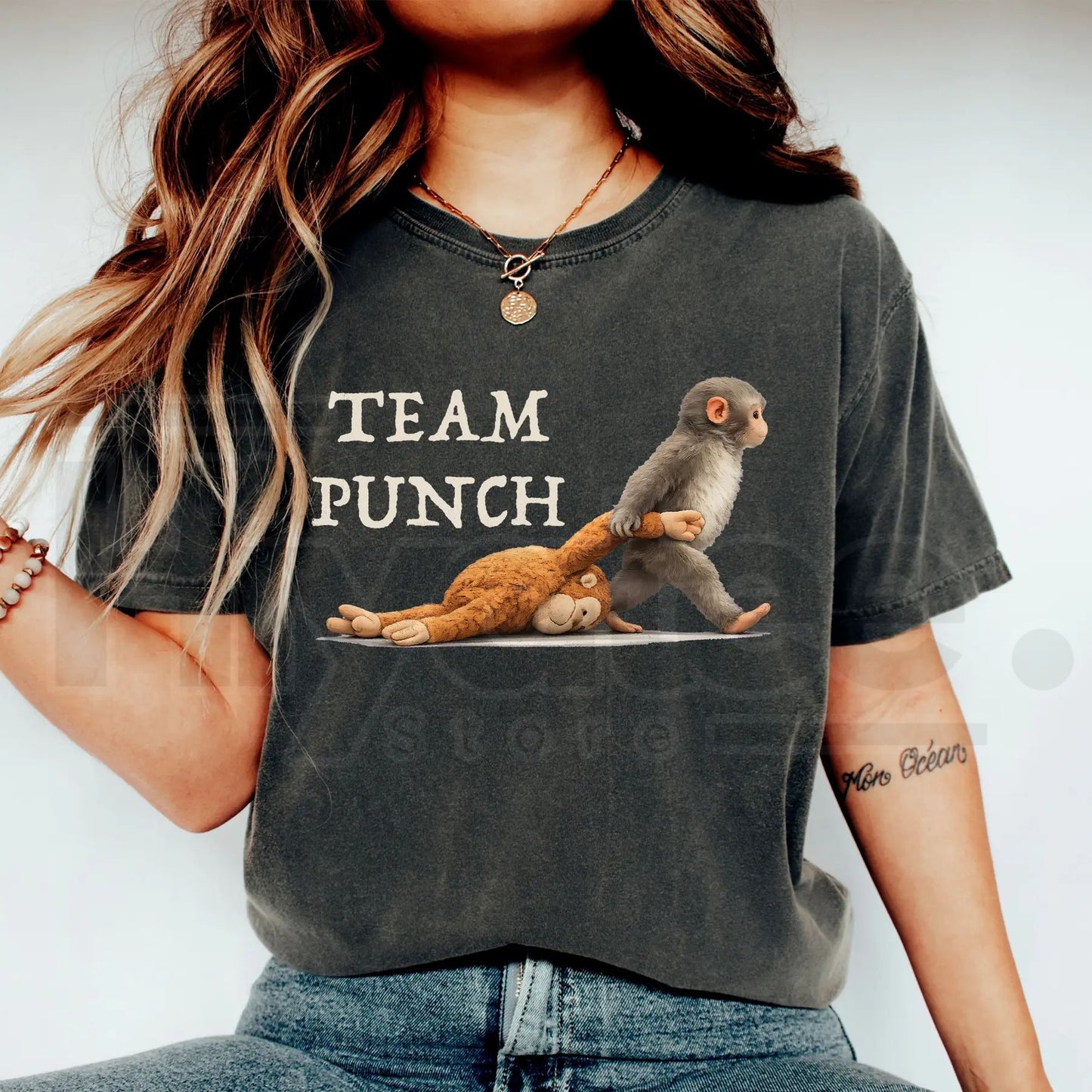Team Punch Monkey Shirt – Funny Cute Animal Graphic Tee, Retro Comfort Colors® Vintage T-Shirt