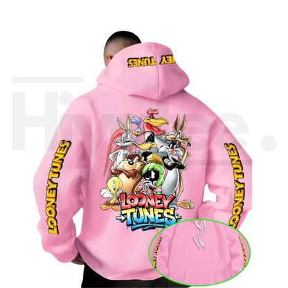 Warner Bros Looney Tunes Gradient Print Hoodie – Vintage Cartoon Character Pullover