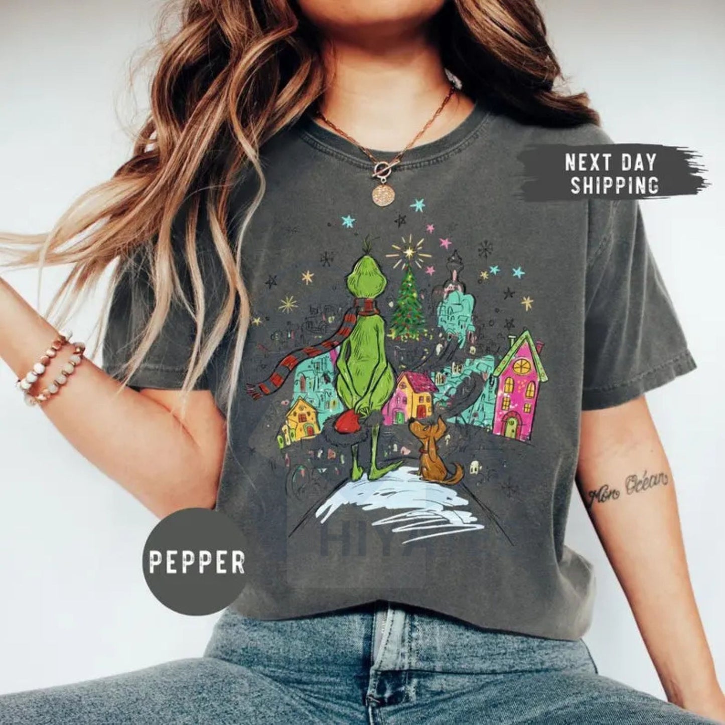 Comfort Colors Christmas Grinch Shirt – Whimsical Whoville Tree Shirt with Dog Max, Festive Green Star Tee