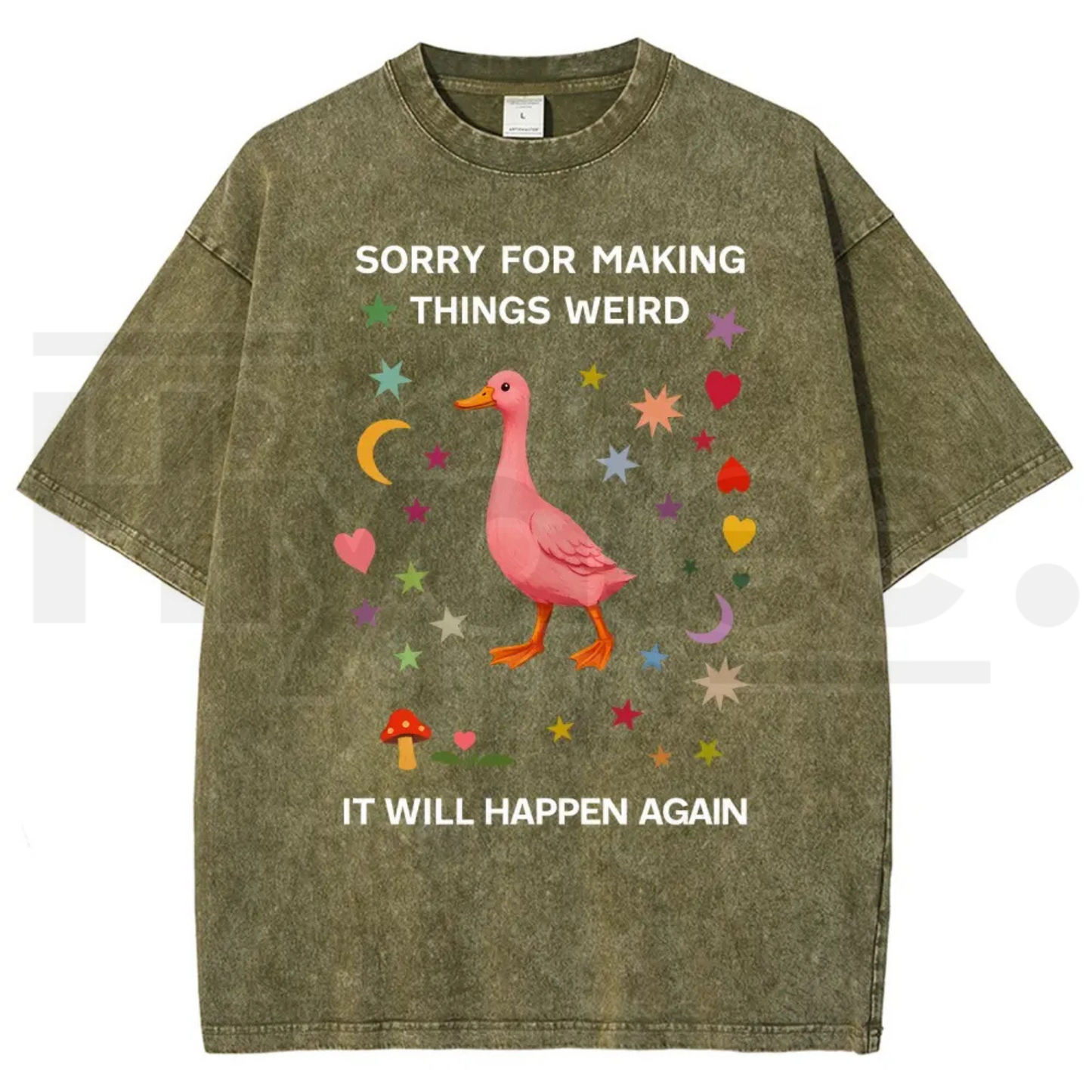 Vintage Funny Duck Meme Graphic T-Shirt – Sorry For Making Things Weird Oversized Heavyweight Cotton Tee