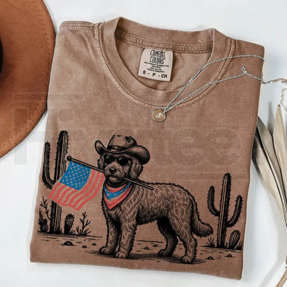 Comfort Colors® Patriotic Western Cowboy Dog Shirt – 4th of July USA Flag Dog Lover Tee