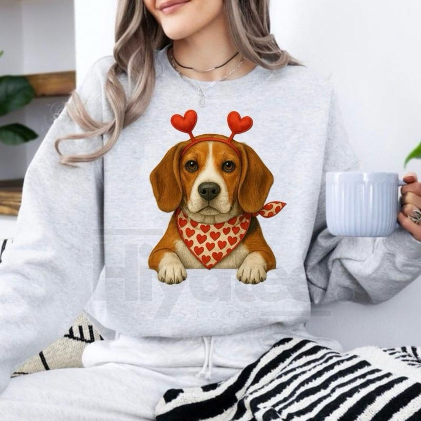 Valentines Dog Sweatshirt: Cute Custom Pet Lover Pullover, Heart Pattern Puppy Hoodie