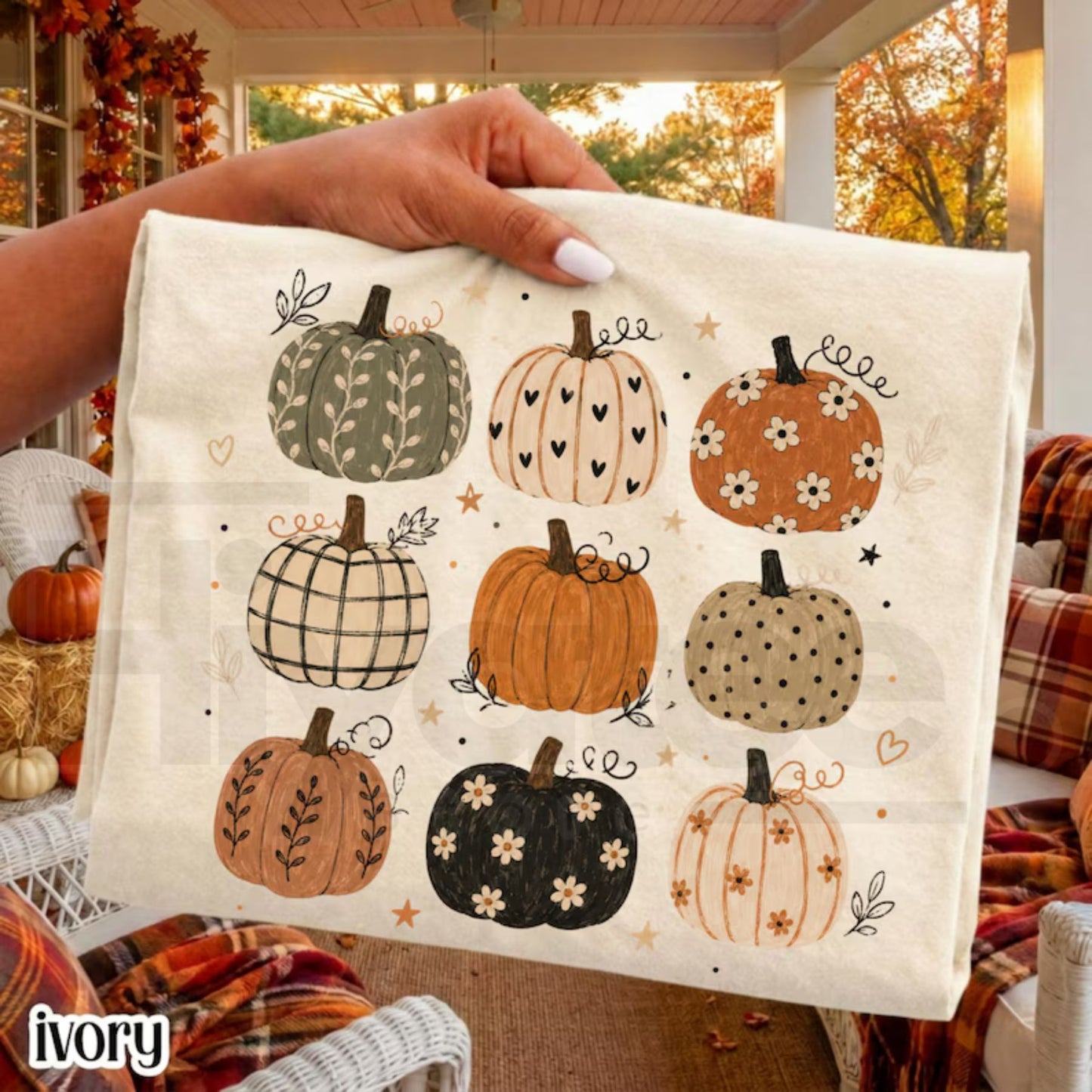 Boho Pumpkin Comfort Colors Shirt Cute Fall Pumpkin Pattern Tee