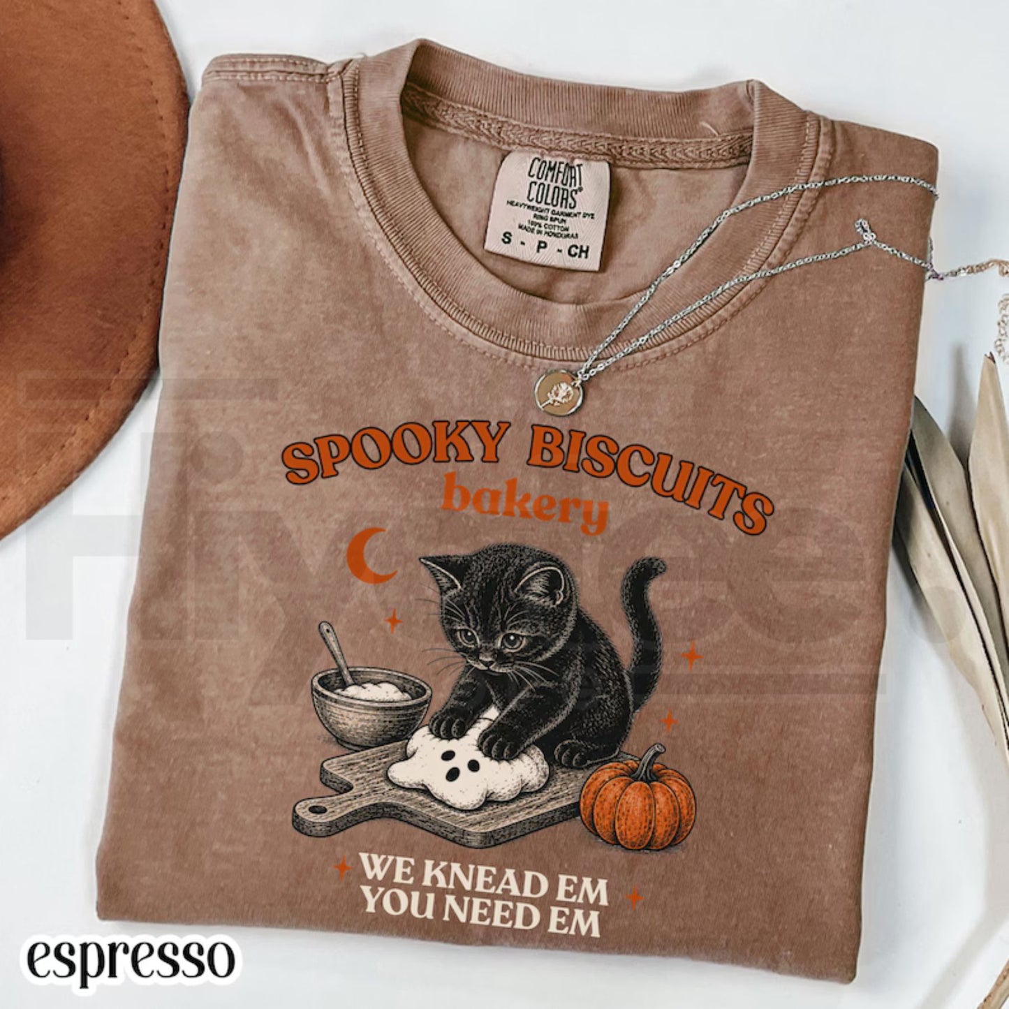 Comfort Colors Kitty Biscuits Shirt Spooky Season Black Cat Halloween Tee