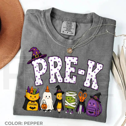 Comfort Colors Halloween Teacher Shirt Spooky Pencil Cute Fall Classroom Tee