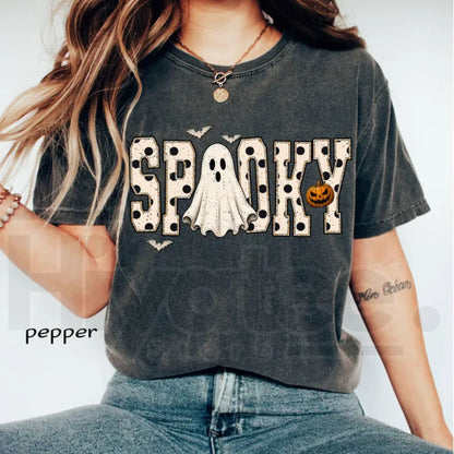 Comfort Colors Retro Spooky Halloween Ghost Preppy Tee