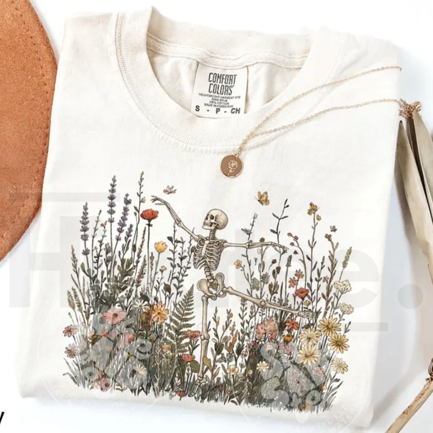 Comfort Colors Skeleton Dancing Arabesque Wildflower Cottagecore Nature Shirt