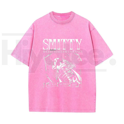 Grunge Bone Art Number One Graphic T-Shirt – Vintage Washed Y2K Streetwear Tee for Men & Women
