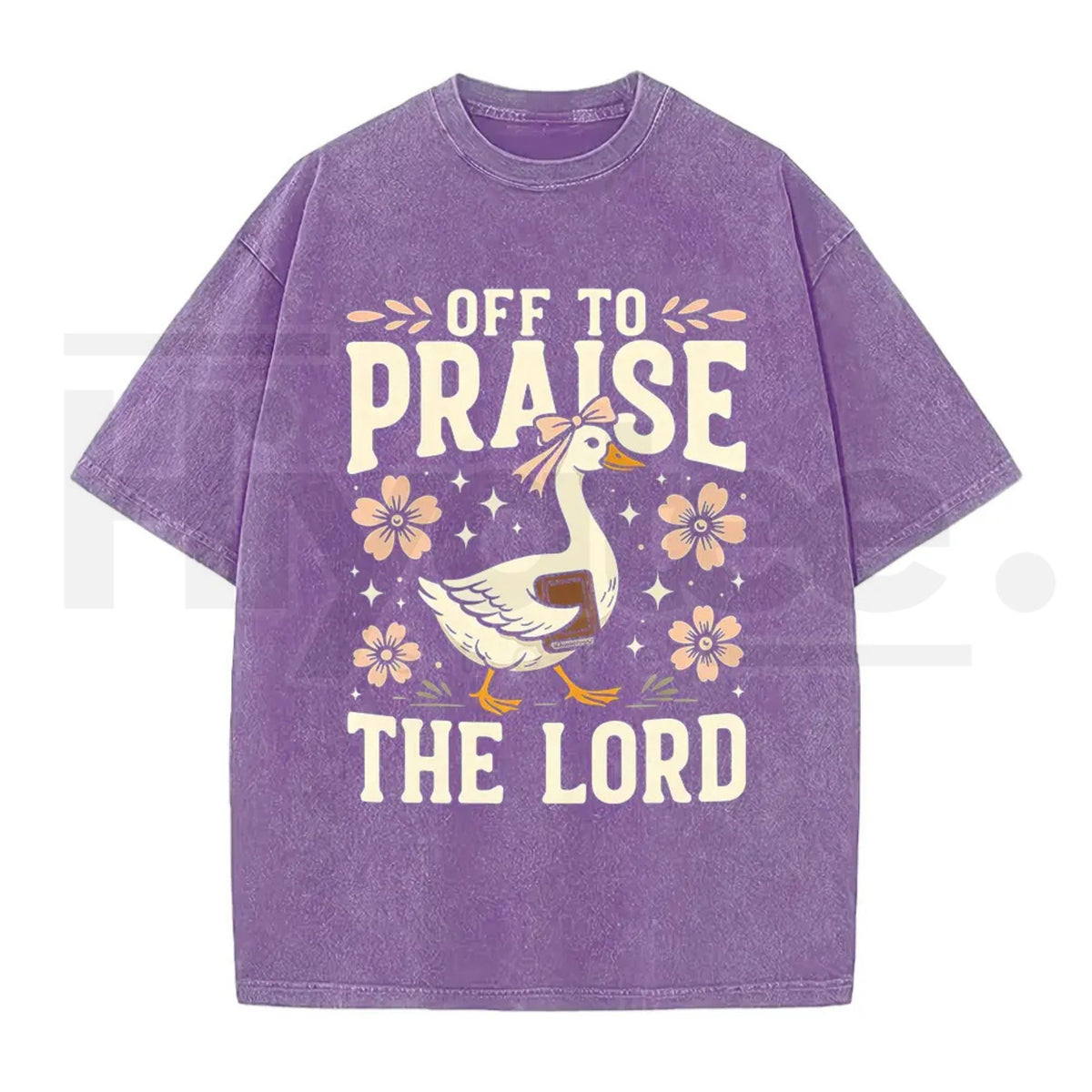 Off to Praise the Lord Faith Goose Graphic Tee – Trendy Christian Bible Verse Cotton Shirt