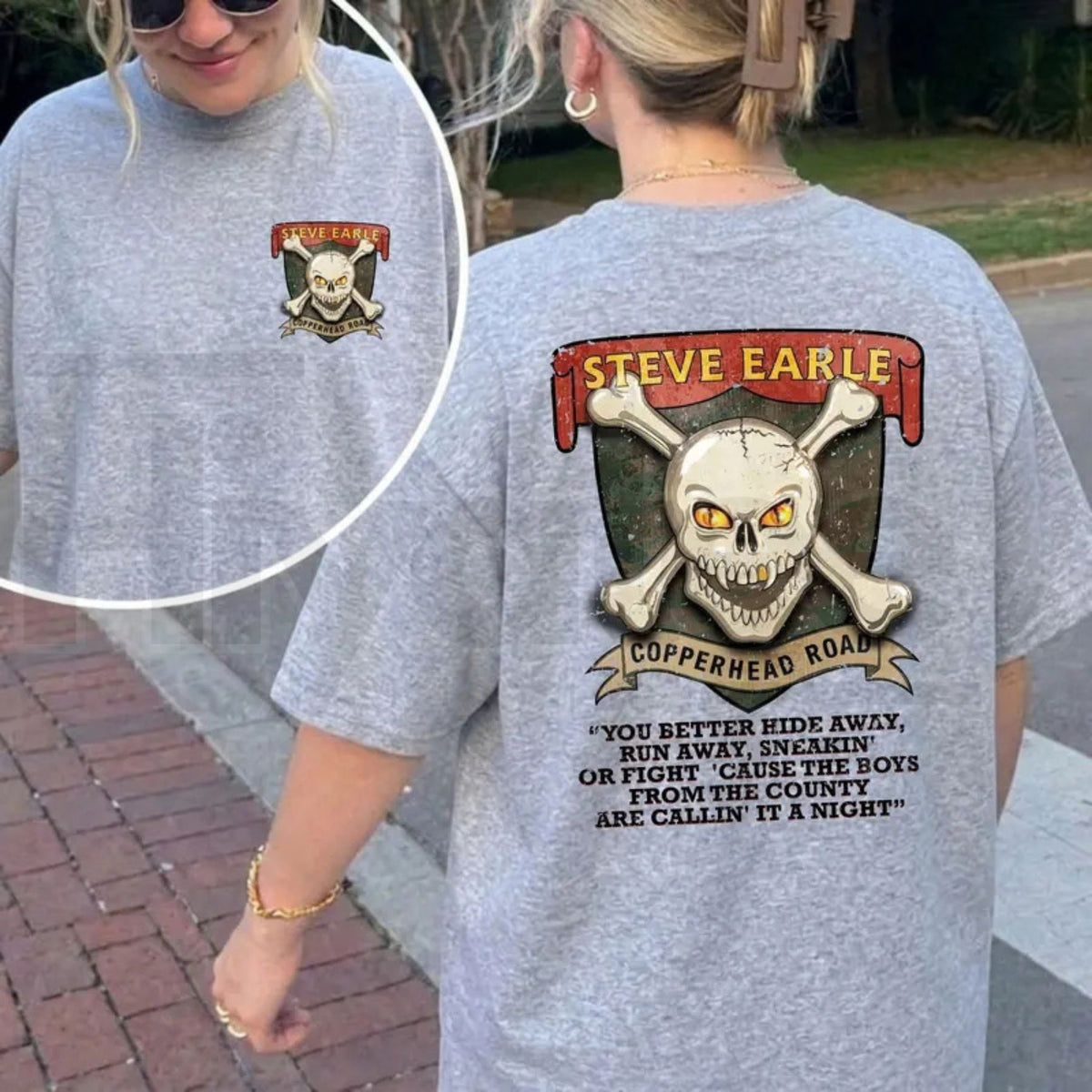 Steve Earle Copperhead Road T-Shirt – Vintage Skull Outlaw Country Tee