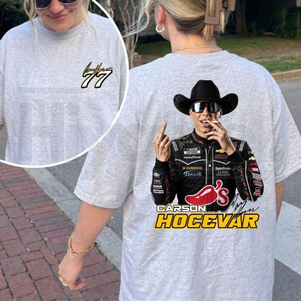 Carson Hocevar Fight T-Shirt – Vintage NASCAR Racing Graphic Tee #77