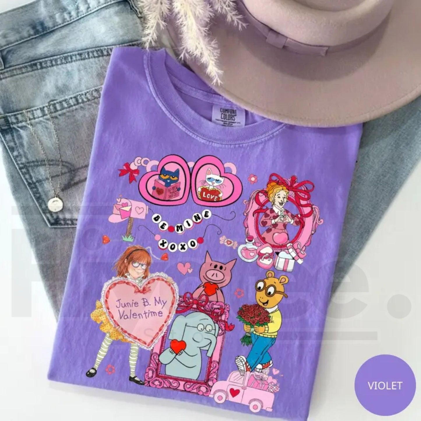 Comfort Colors® Coquette Bow Children’s Book Valentine Shirt – Junie B. Teacher Tee, Library Book Club School Top