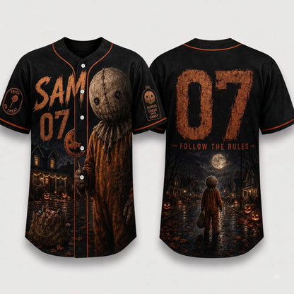 Horror Slasher Baseball Jersey – Gothic Halloween Dark Character Graphic Shirt