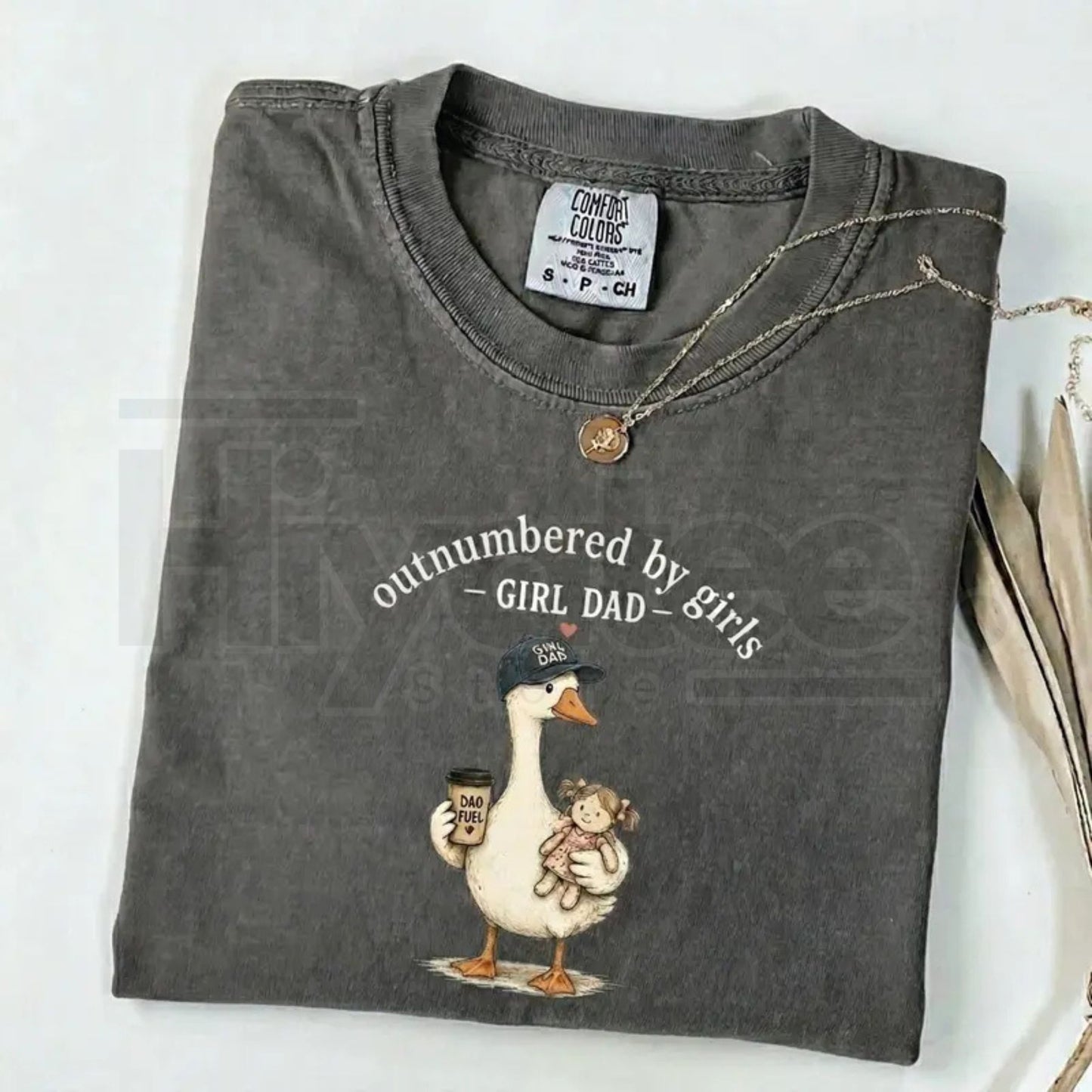 Comfort Colors Girl Dad Shirt – Funny Outnumbered By Girls Duck Graphic Tee