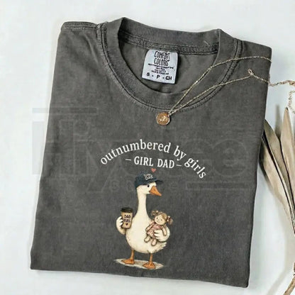 Comfort Colors Girl Dad Shirt – Funny Outnumbered By Girls Duck Graphic Tee