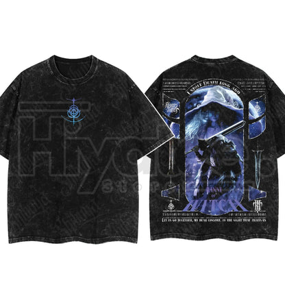 Dark Fantasy Gaming Washed T-Shirt – Oversized Cotton Double Print Streetwear Tee