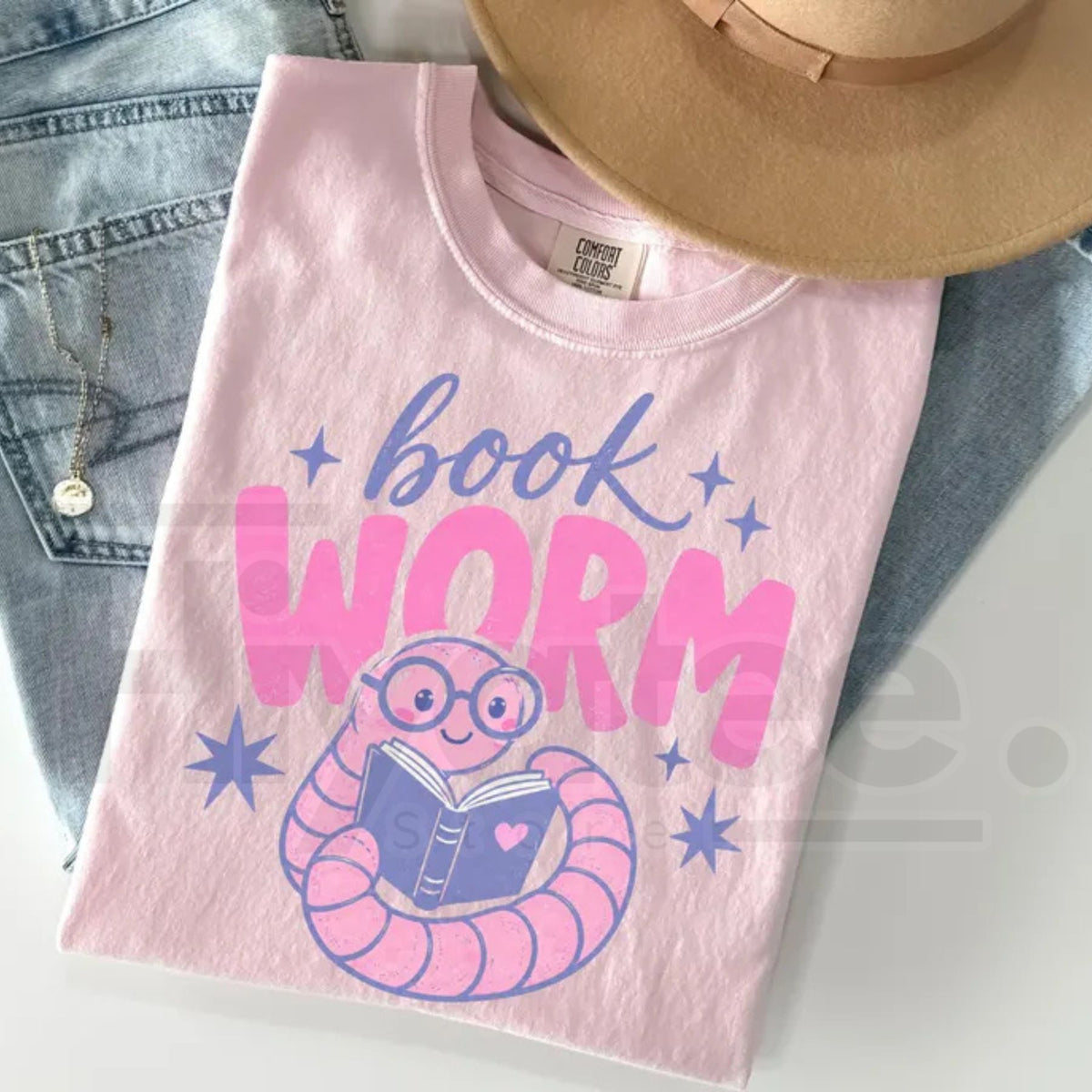 Comfort Colors Book Worm Reading Teacher Librarian Tee
