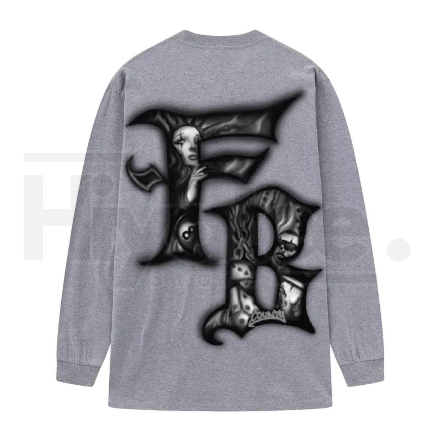FB County Graphic Long Sleeve T-Shirt – Classic Streetwear Style, Heavyweight Long Sleeve Tee