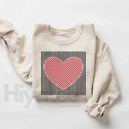 Retro Valentines Heart Sweatshirt: Cute Love Crewneck for Teachers, Moms & Women