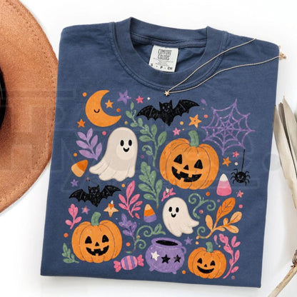 Comfort Colors Floral Halloween Preppy Spooky Season Tee