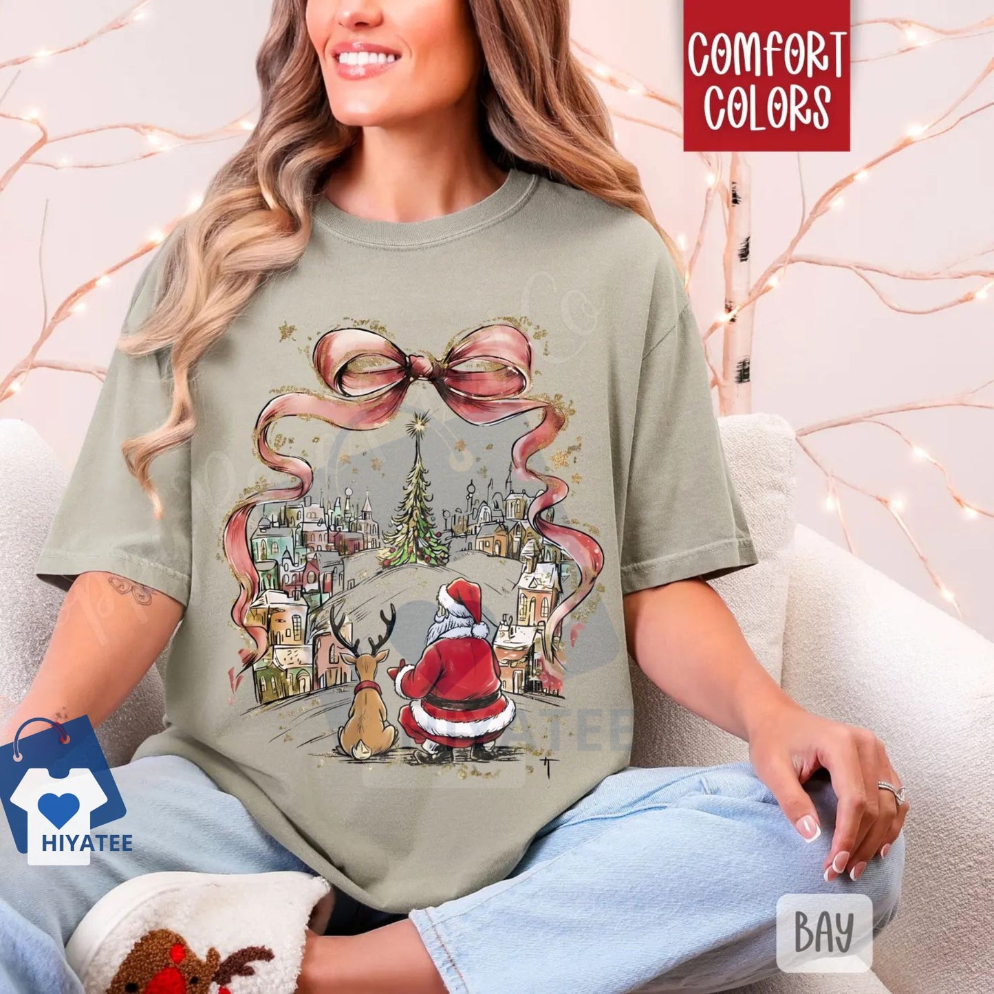 Coquette Christmas Town Shirt – Comfort Colors Trendy Women's Holiday T-shirt, Vintage Christmas Aesthetic Tee