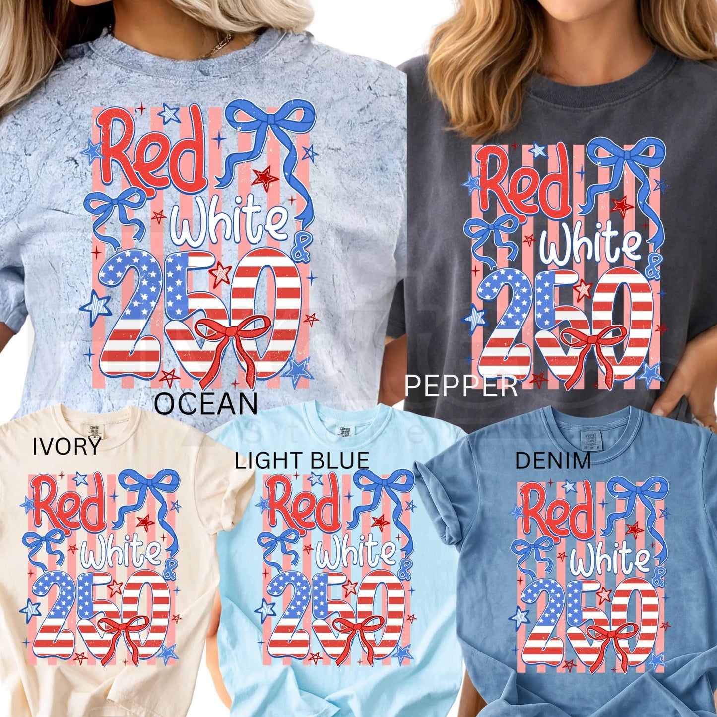 Comfort Colors® America 250 Years Shirt – Floral & Stripe USA 4th of July Graphic Tee