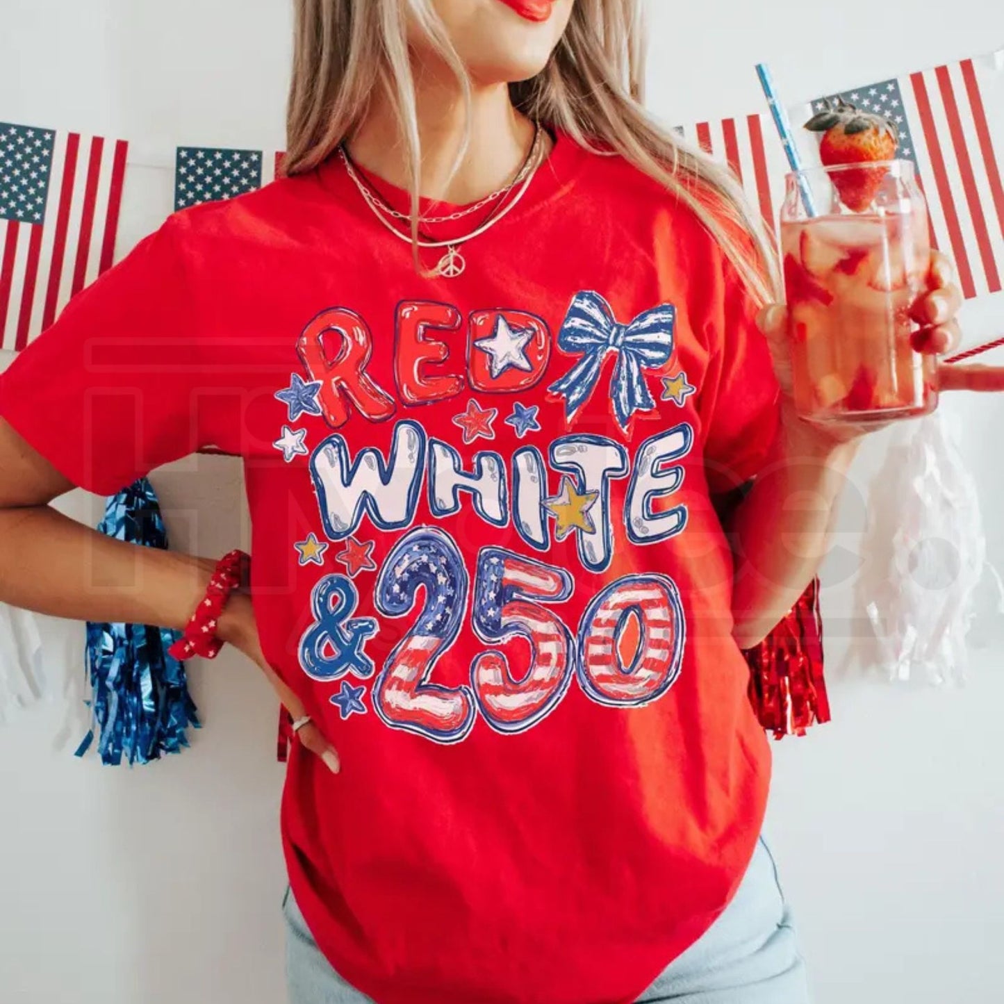 Comfort Colors® 250th Anniversary Shirt – Red White and 250 Preppy Patriotic Tee
