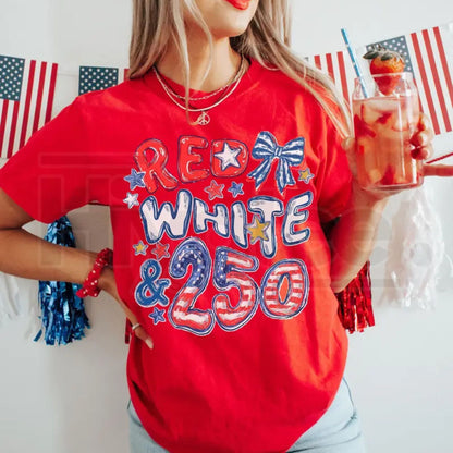 Comfort Colors® 250th Anniversary Shirt – Red White and 250 Preppy Patriotic Tee
