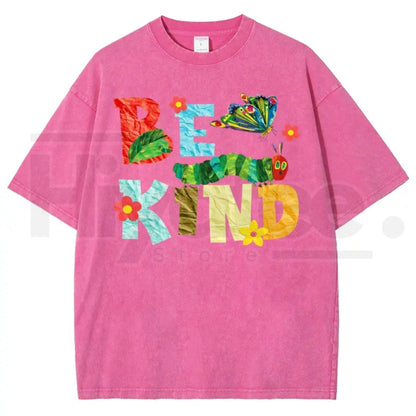 Be Kind Paper Collage Bug Butterfly Floral Vintage Washed Tee – Y2K Aesthetic Graphic Shirt