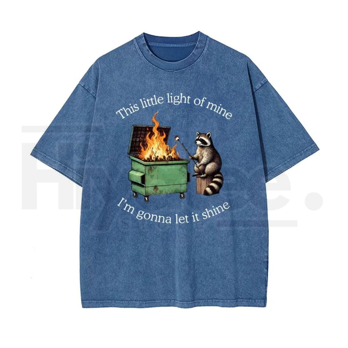 Raccoon “Let It Shine” Vintage Washed T-Shirt – Oversized Batik Cotton Inspirational Graphic Tee