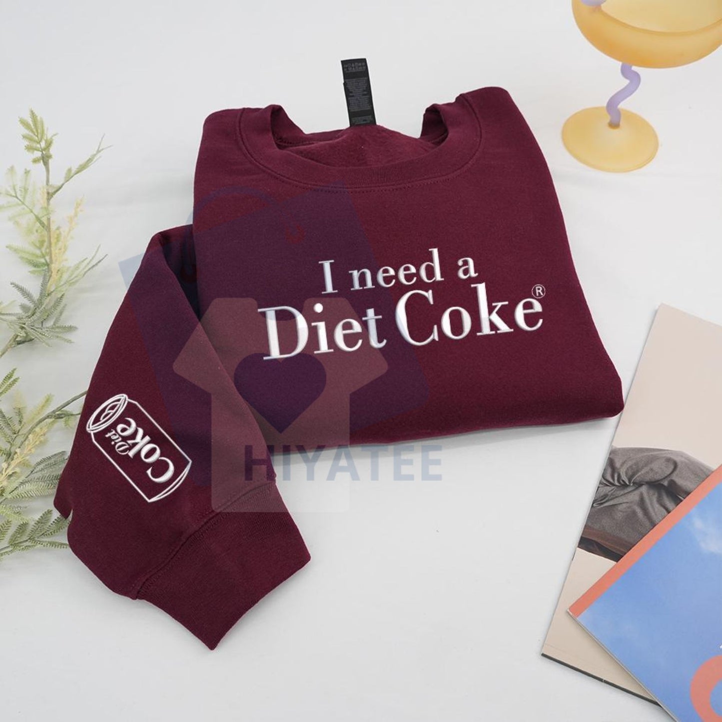 Funny Embroidered "I Need a Diet Coke" Sweatshirt – Sarcastic Caffeine Lover Crewneck