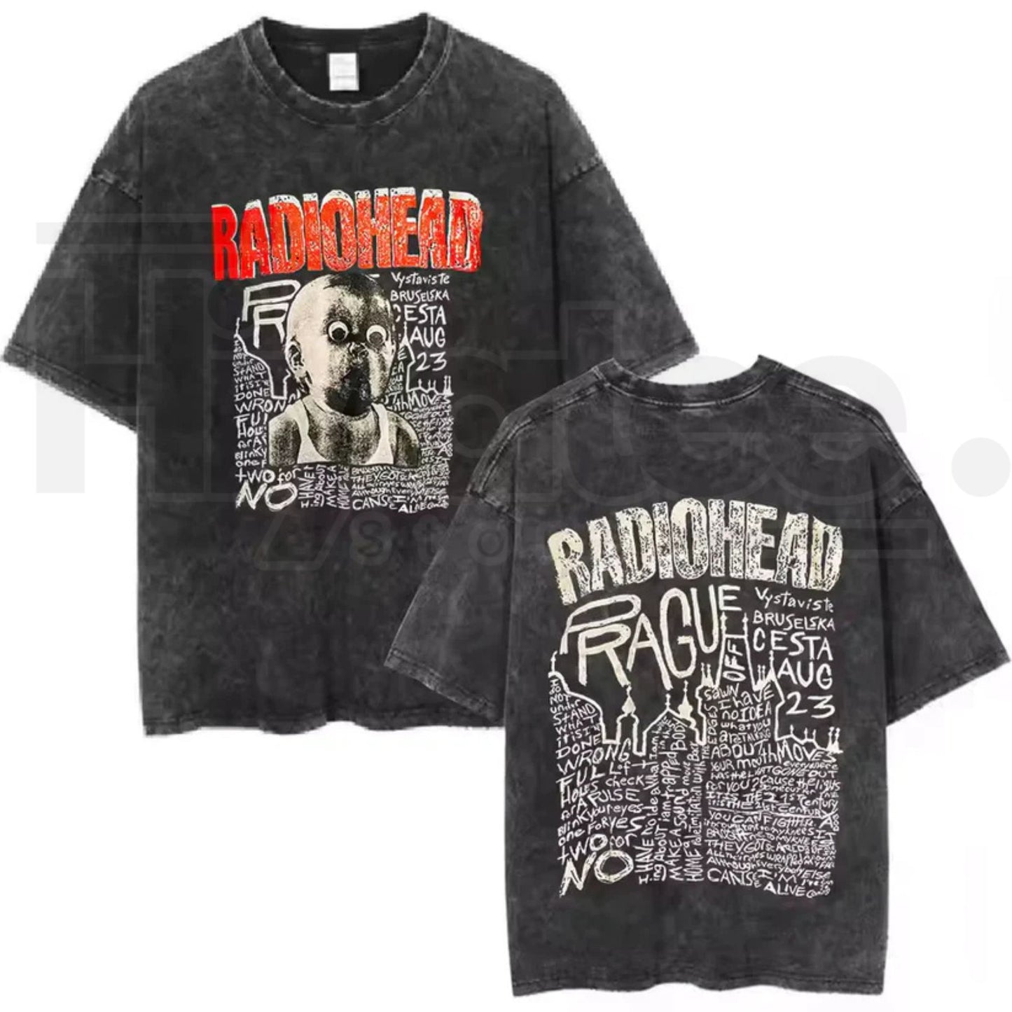 Radiohead Rock Band Vintage T-Shirt – Washed Hip Hop Music Oversized Tee