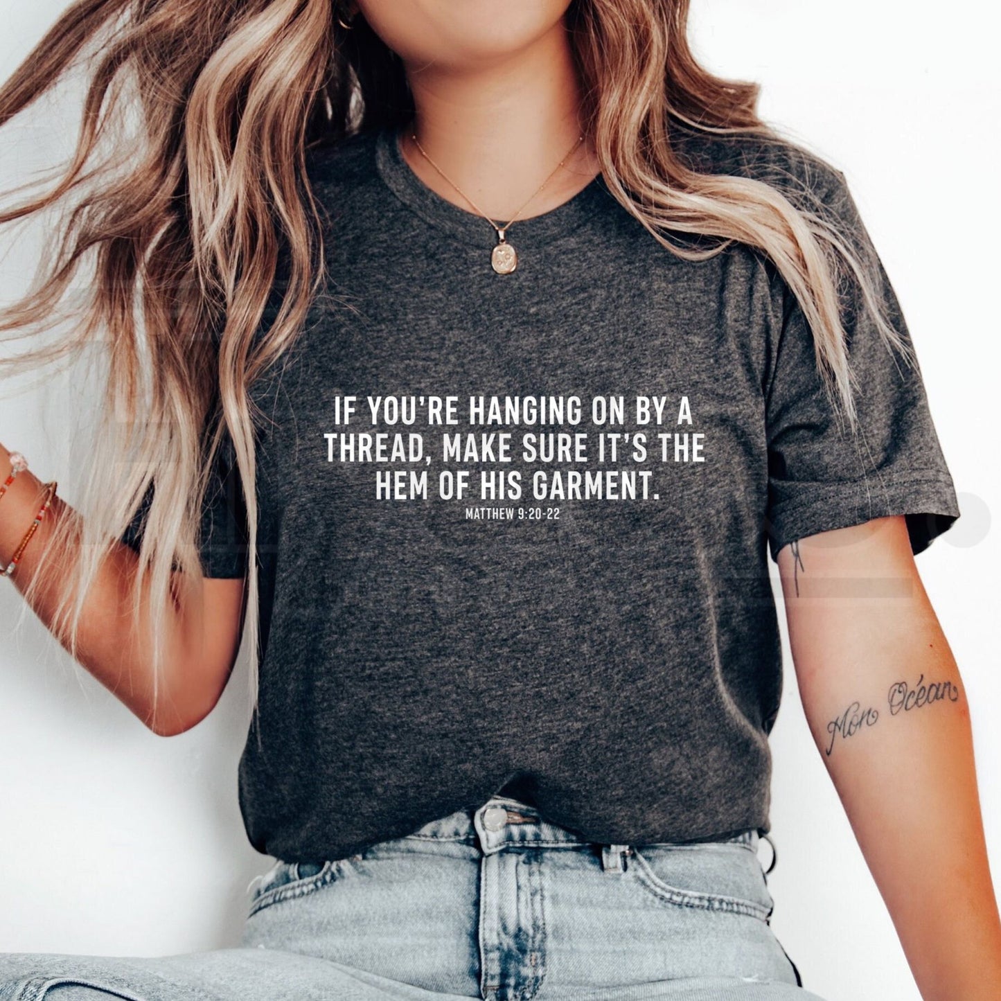 Hem Of His Garment T-Shirt – Matthew 9 Christian Faith Scripture Graphic Tee