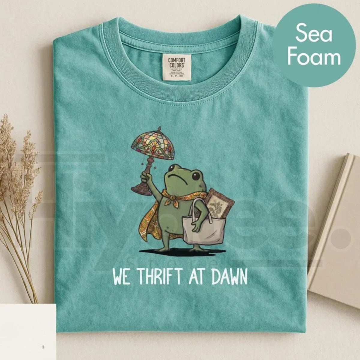 Comfort Colors We Thrift At Dawn Funny Frog Meme Tee