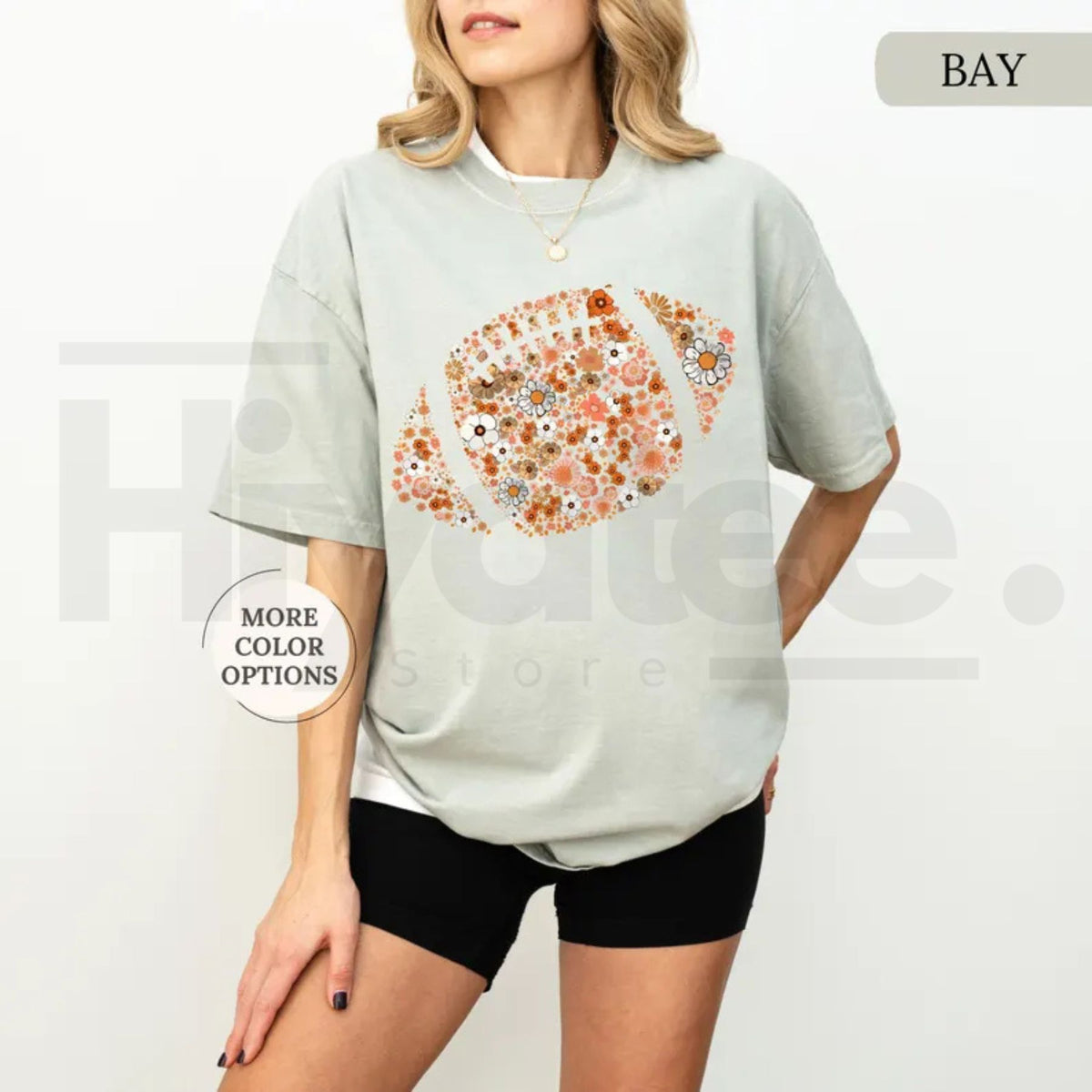 Comfort Colors Floral Football Shirt Game Day Touchdown Tee