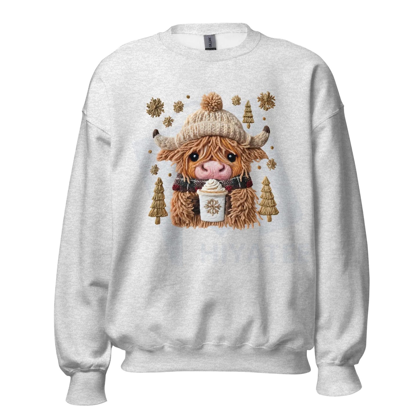 Hazel the Highland Cow Unisex Crewneck Sweatshirt: Cute Animal Graphic Pullover, Cozy Farm Aesthetic Top, Printed in the USA Gift