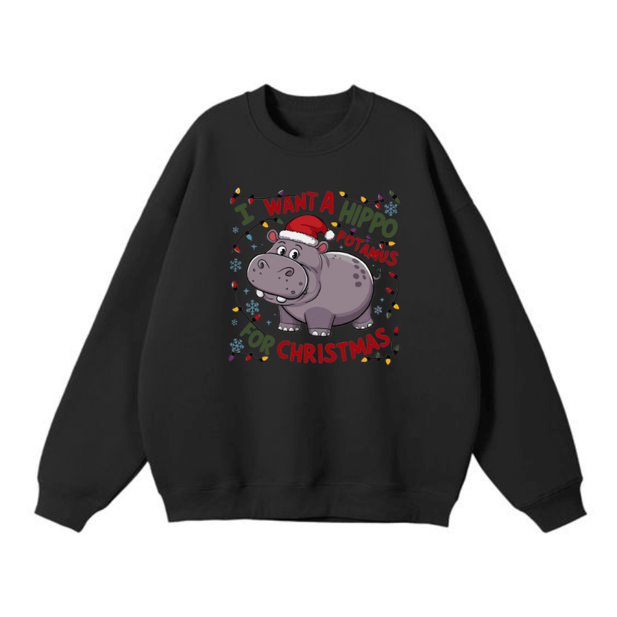 Cute A Hippopotamus For Christmas Shirt,  I Want A Hippo Potamus For Christmas Sweatshirt Clothing Cotton - Hiyatee