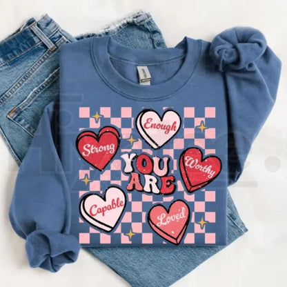 Retro "You Are Loved" Teacher Valentine Sweatshirt: Cute Heart Back to School Sweater