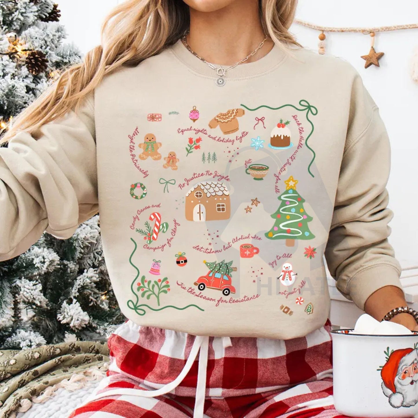 Subtle Anti-Trump Holiday Shirt: Doodle Christmas Liberal Values Political Protest Sweatshirt, Festive Resistance Tee