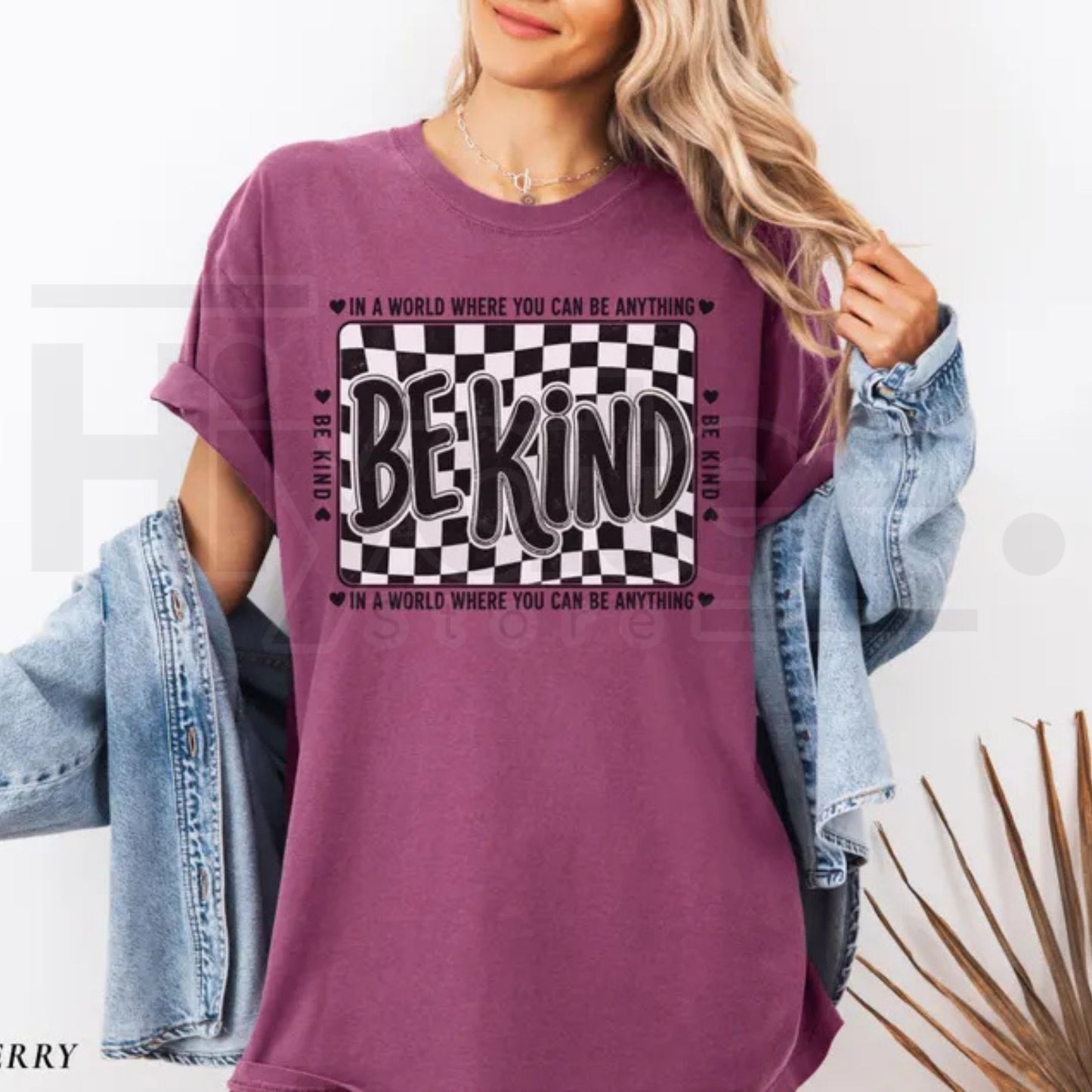Comfort Colors Checkered Be Kind Shirt Retro Motivational Teacher Tee