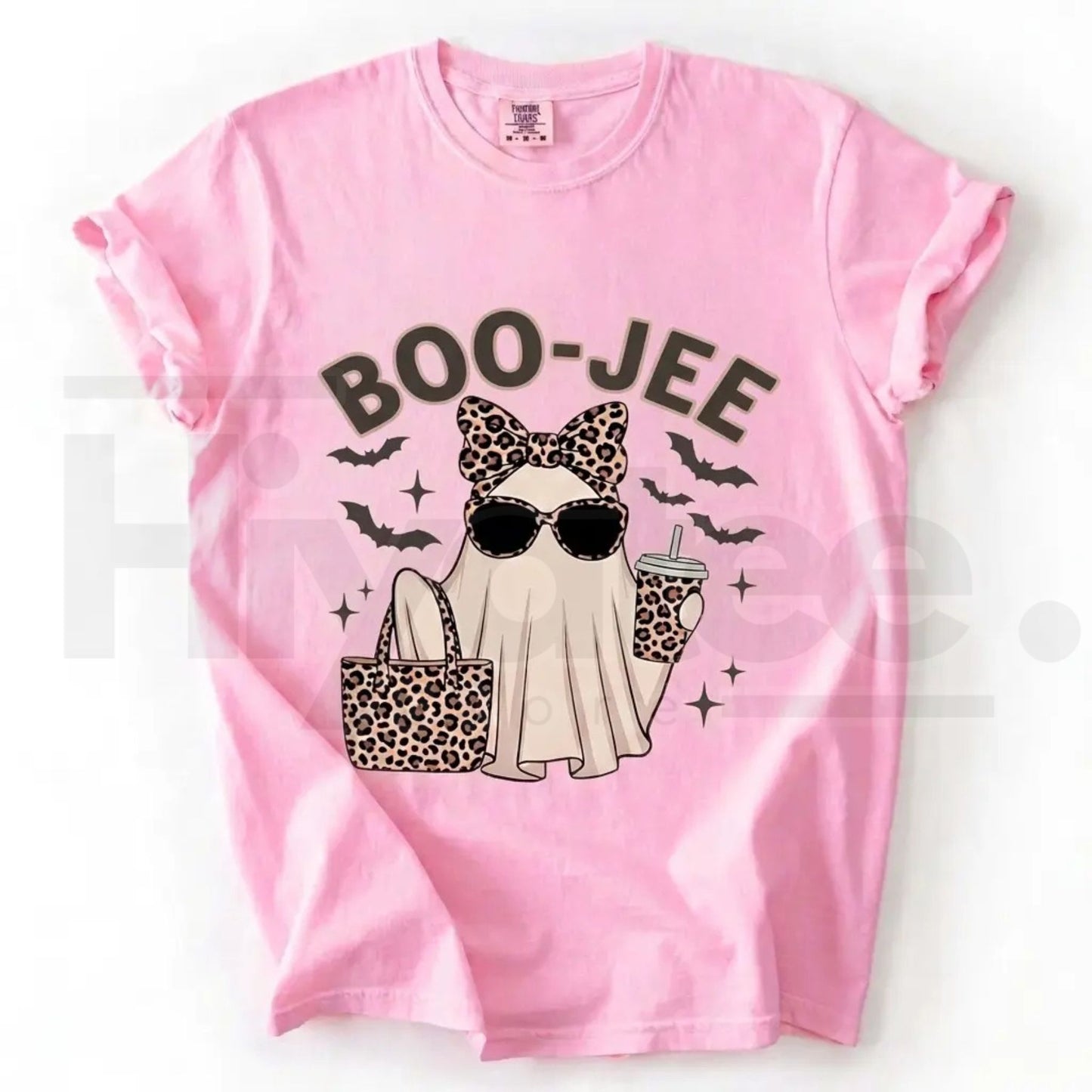 Comfort Colors Boo-Jee Ghost Shirt Leopard Print Coffee Tee