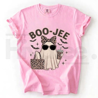 Comfort Colors Boo-Jee Ghost Shirt Leopard Print Coffee Tee