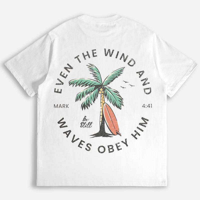 Christian Bible Verse T-Shirt – Beachy Coconut Tree Backprint Tee, Unisex Faith Shirt for Teens & Baptism Gifts